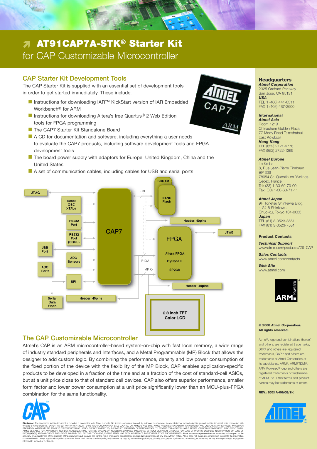 Atmel AT91CAP7A-STK manual CAP Starter Kit Development Tools , CAP Customizable Microcontroller  